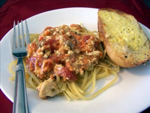 Linguine with Savory Meat Sauce